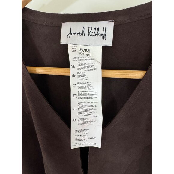 Joseph Ribkoff Faux Suede Fringe Poncho Size S/M Chocolate Western Boho Top NEW - Picture 7 of 9